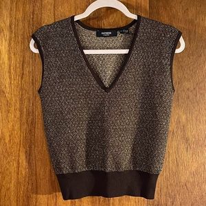 EXPRESS Silk Brown w Gold Thread Vest Sz M